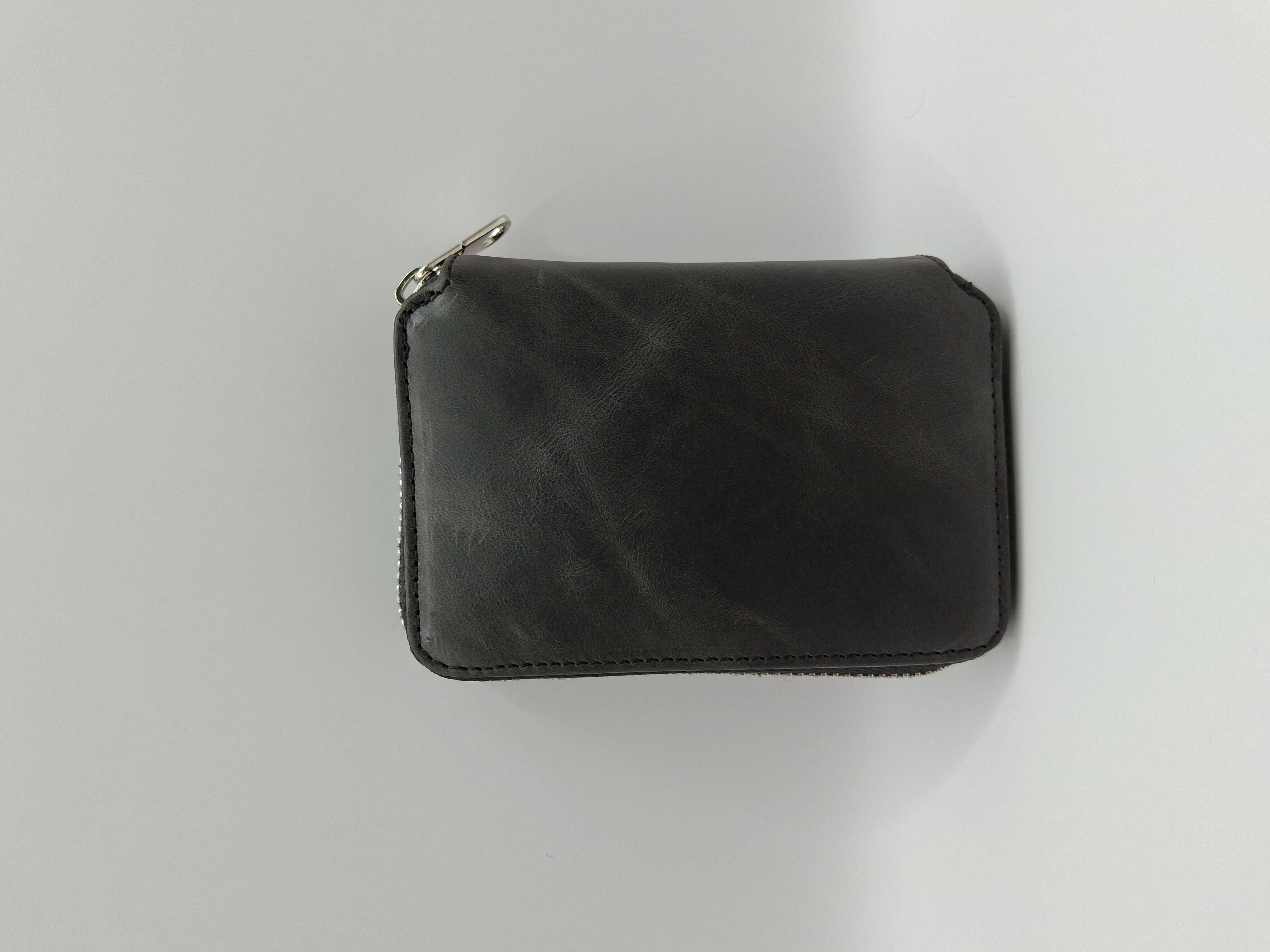 Fermuarlı Kartlık Deri Cüzdan Yatay-Siyah