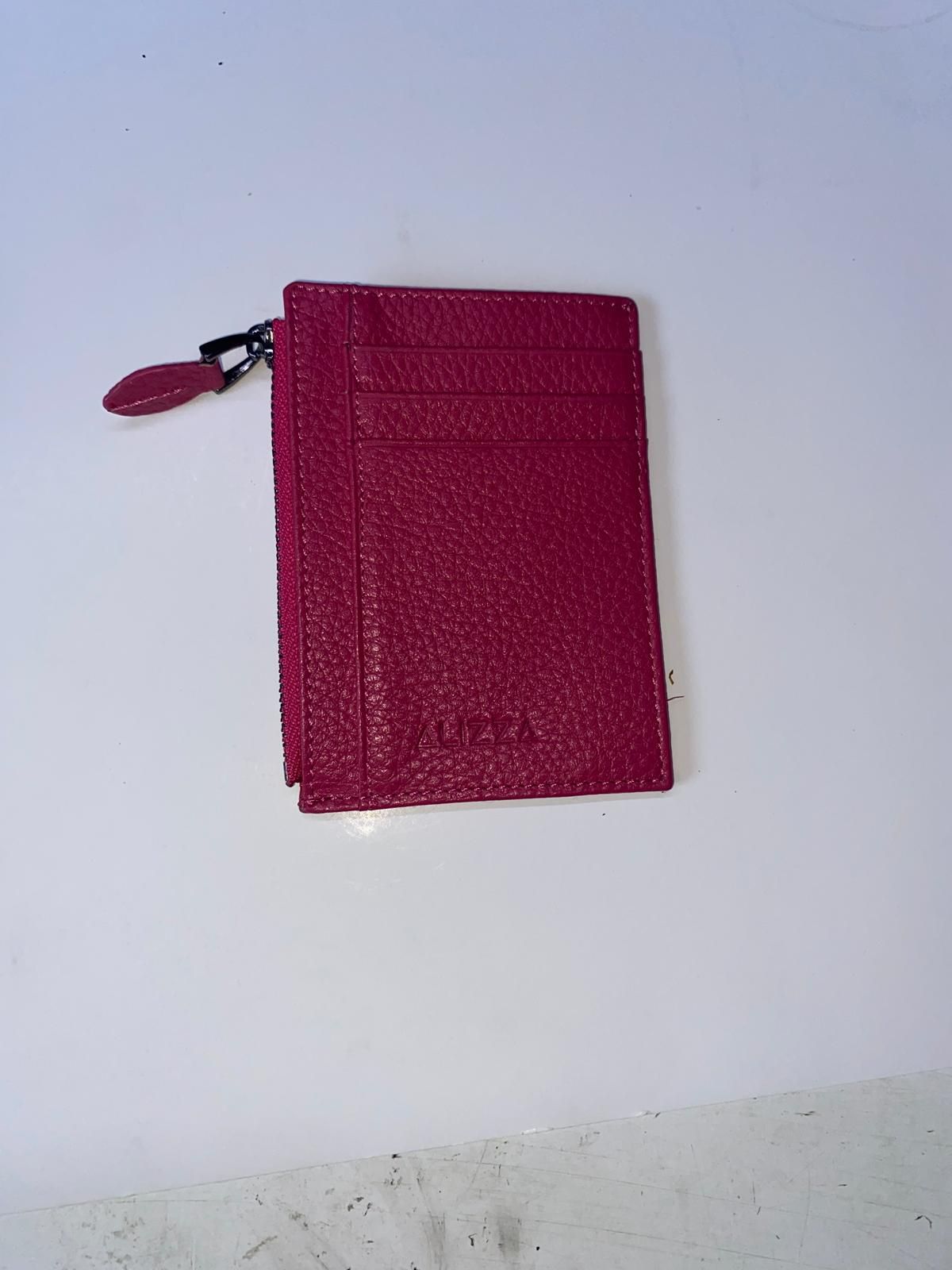 Fermuarlı Parlak Fuşya Deri Kartlık