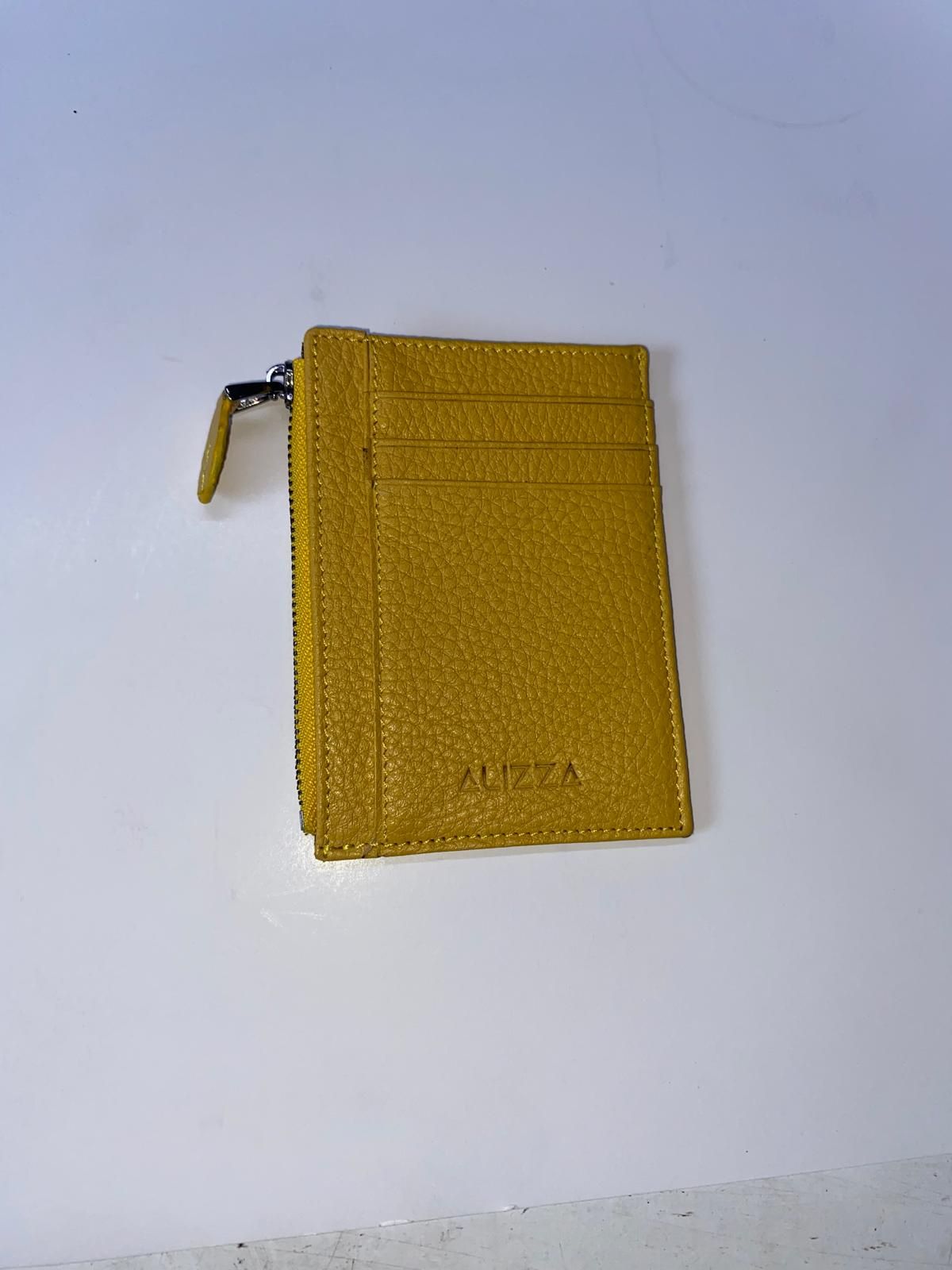 Fermuarlı Sarı Deri Kartlık