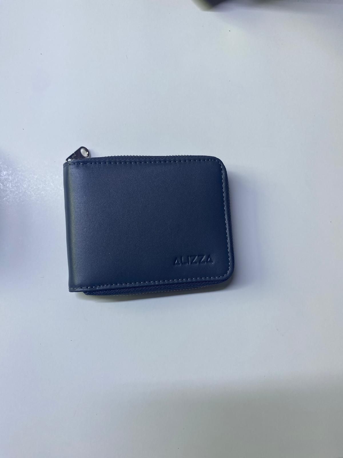 Fermuarlı Kartlık Deri Cüzdan Yatay-Gri