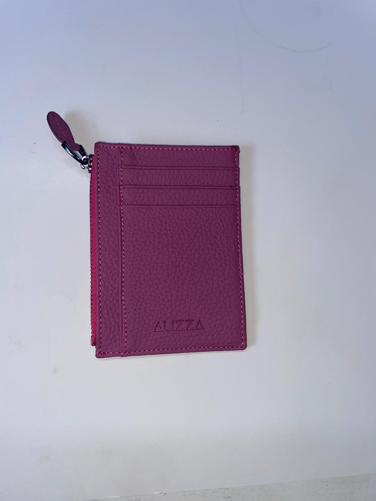 Fermuarlı Mat Fuşya Deri Kartlık