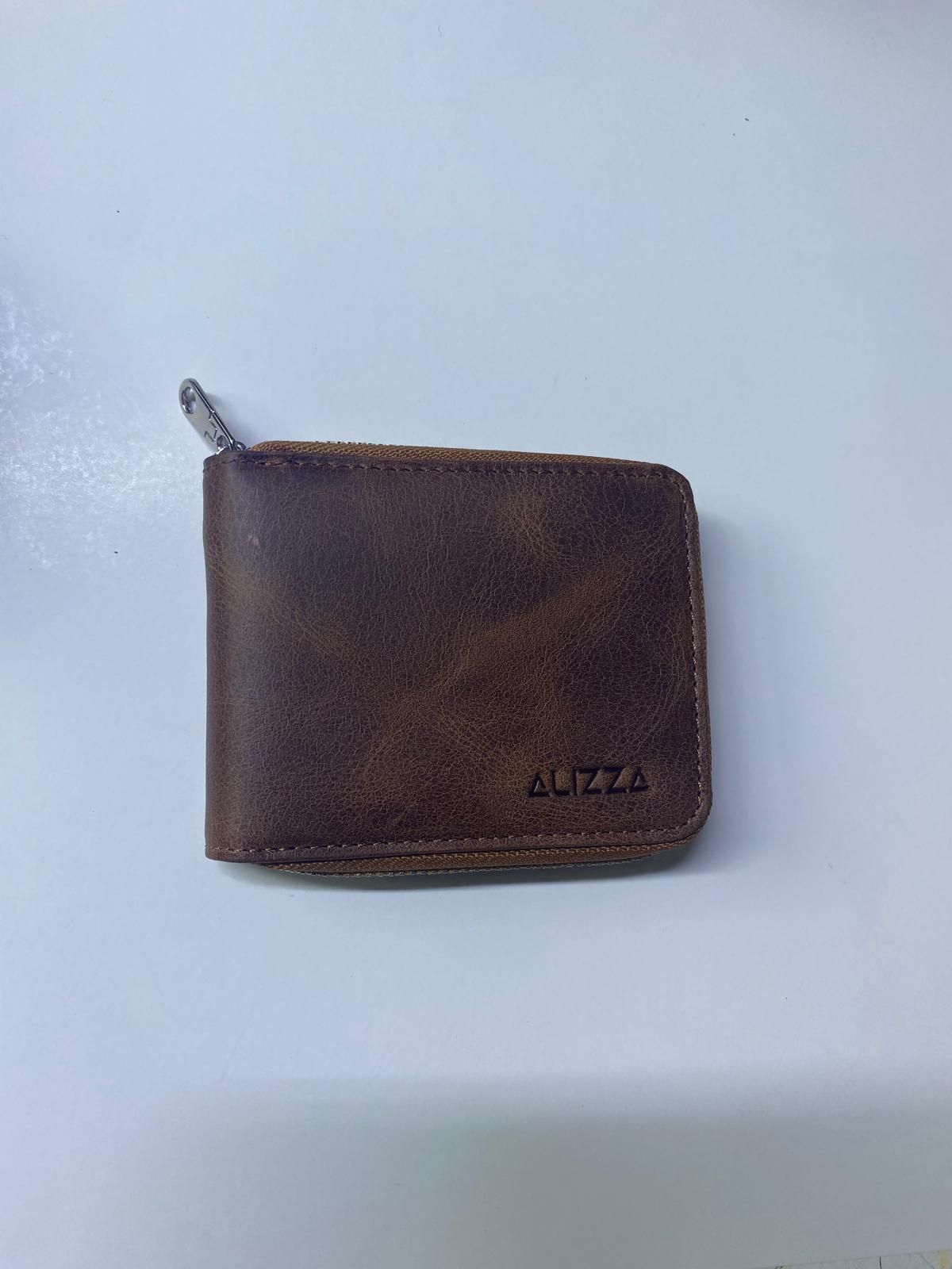 Fermuarlı Kartlık Deri Cüzdan Yatay-Kahverengi